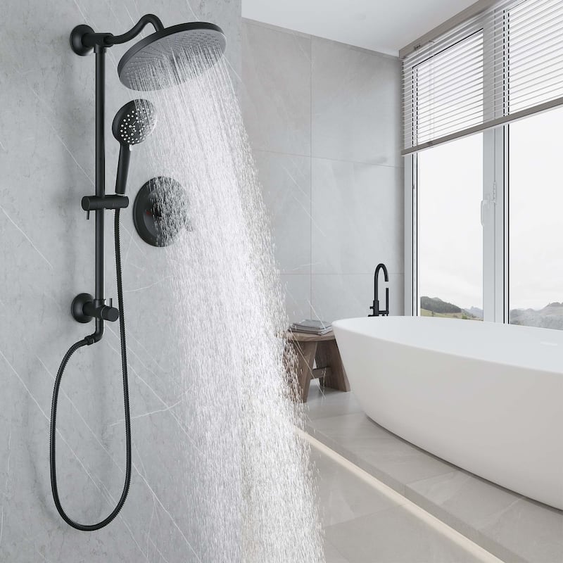 Pressure Balanced Rainfall Shower System with 5 Function Handheld Shower