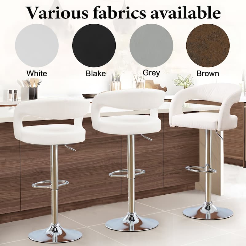 VECELO Set of 2 Rounded Mid-Back Swivel Bar Stools with Adjustable Height 360° Rotation 16" Base with Footrest