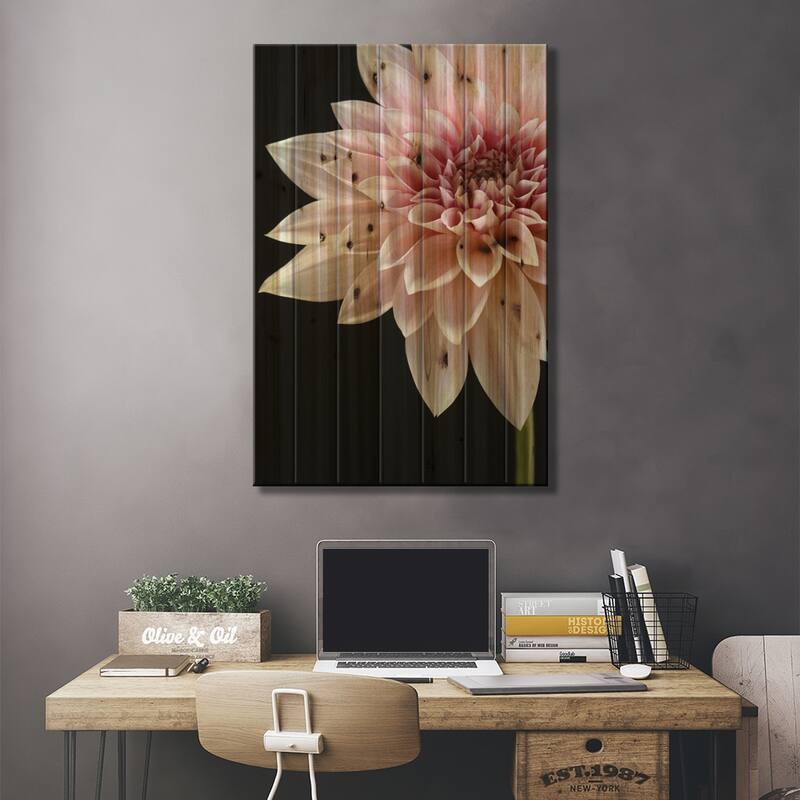 Cafe au Lait Dahlia Print On Wood by Alyson Fennell - Multi-Color