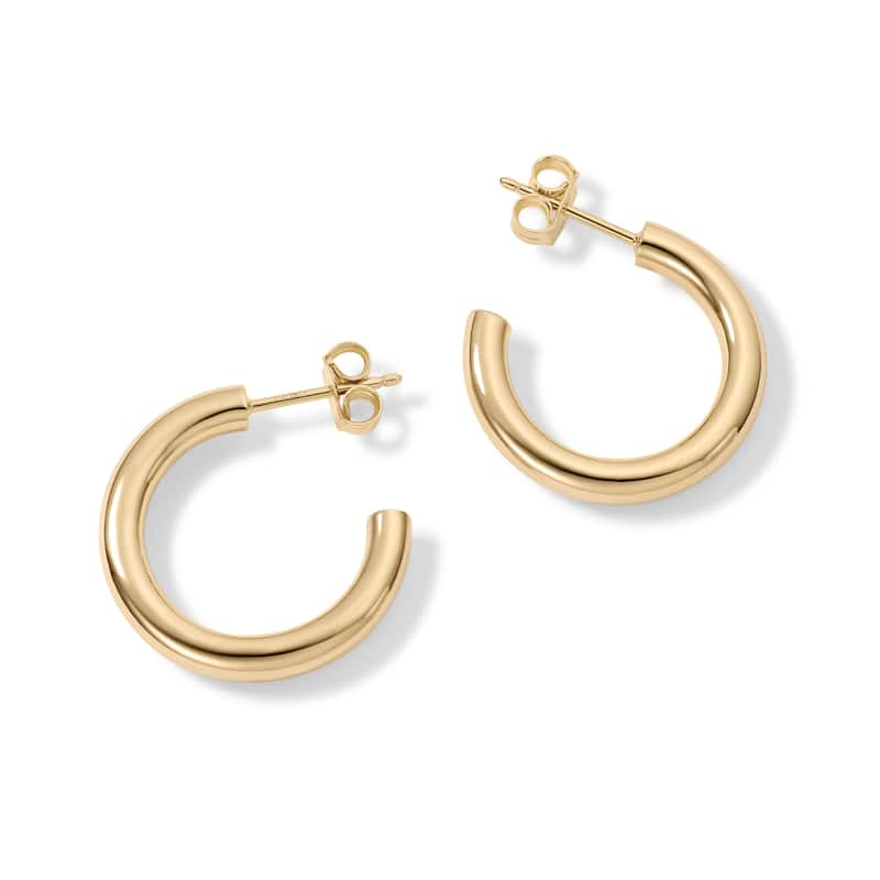 Clover 14K Yellow Gold High-Polish Classic Hoop Stud Earrings