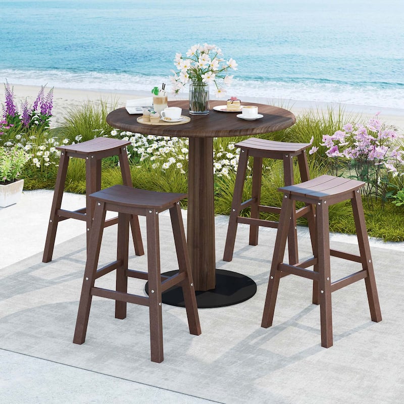 Costway 29" Patio Bar Stool Set of 2 with Curved Seat & Footrests for - See Details