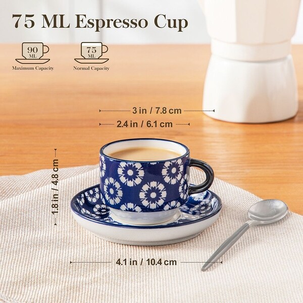 vancasso SELENE 6-Piece Porcelain Espresso Cup with Saucer Set
