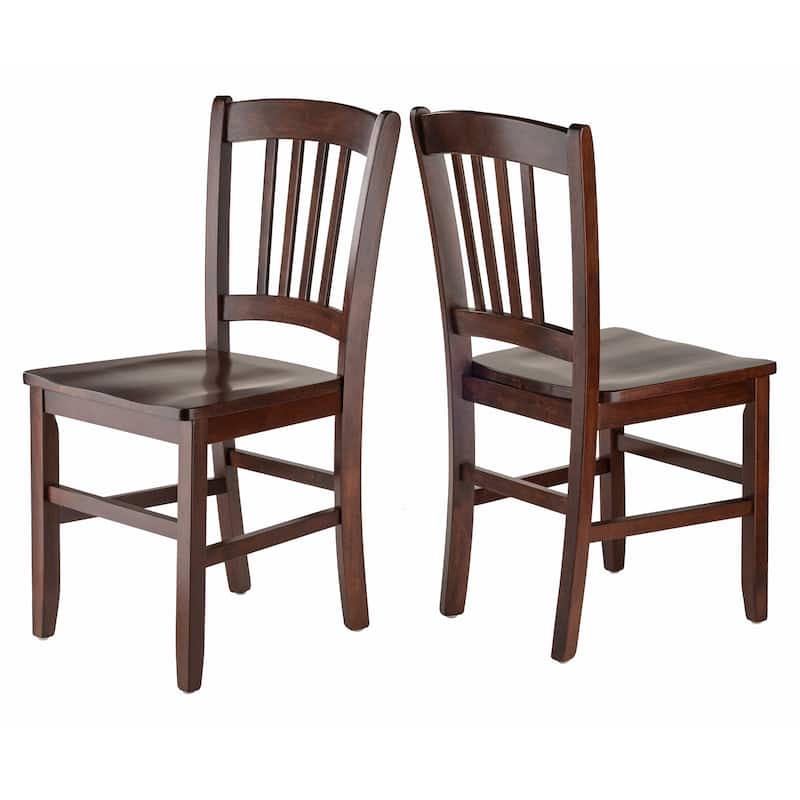 2-Pc Slat-back Chair Set, Walnut - 17.17 x 19.29 x 34.69 inches
