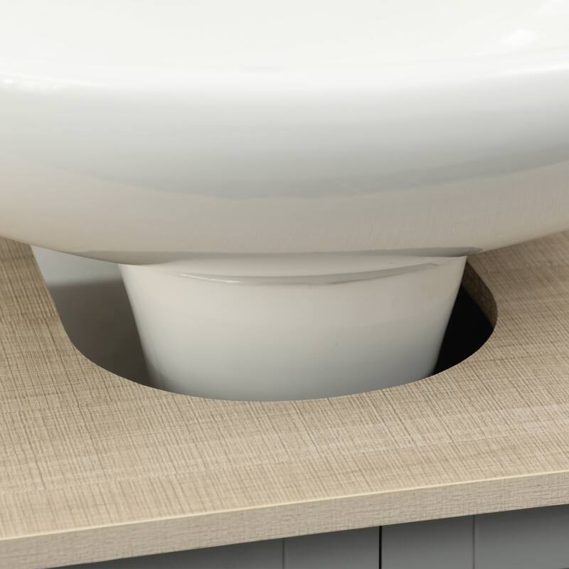 Compact Grey Bathroom Cabinet with U-Shaped Sink Cut-Out and Adjustable Storage Shelving - 23.5" W x 11.75" D x 23.5" H
