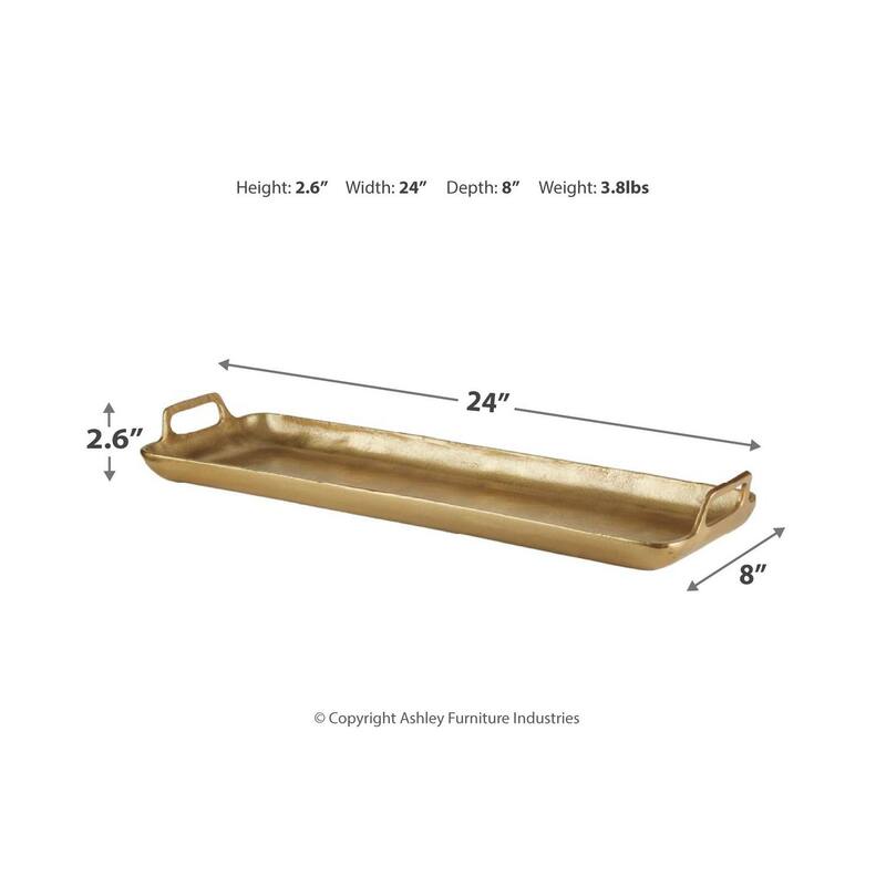 Posy Contemporary Gold Tray - 24" W x 8" D x 2.6" H