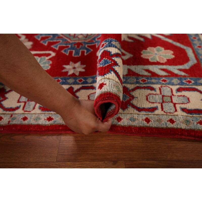 Red Kazak Oriental Foyer Rug Handmade Wool Carpet - 3'3" x 5'5"