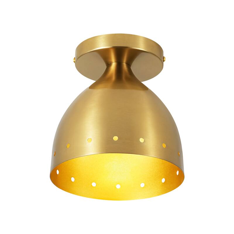 6.9" W 1-Light Retro Handcrafted Brass Finish Gold Interior Dome Design Flush Mount Ceiling Light for Bedroom, Kitchen
