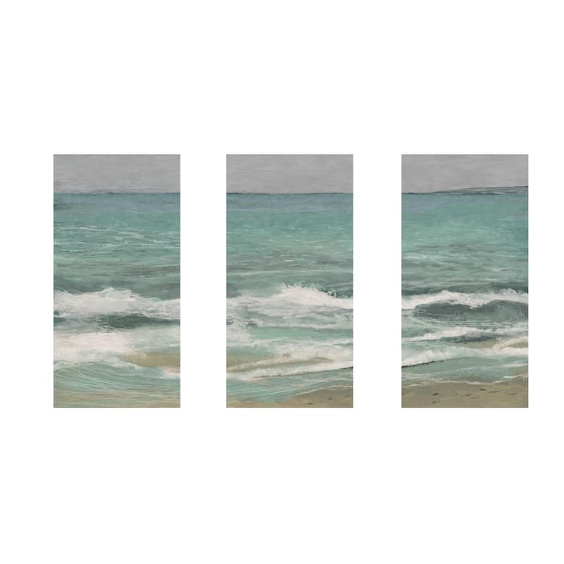 "East Bank Waves" Set of Three Framed Textured Wall Art - Multi-Color