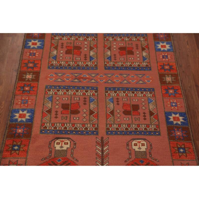 Tribal Kazak Indian Runner Rug Hand-Knotted Wool Carpet - 3'11"x 9'10"