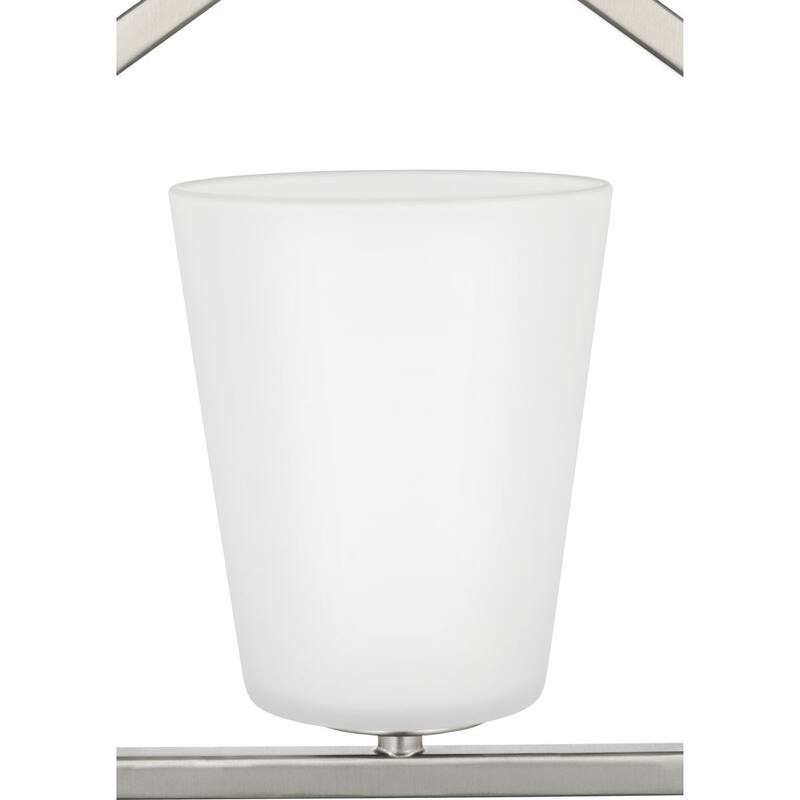 Vertex Collection One-Light Brushed Nickel Etched White Contemporary Semi-Flush Mount - 7.37 in x 5 in x 11.62 in