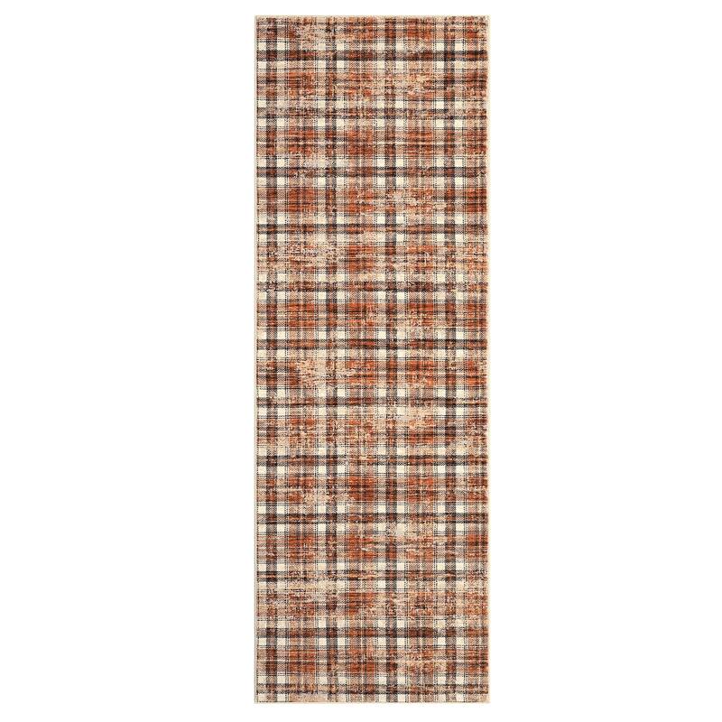 Garvee Earthy Plaid Soft Low Pile Foldable Area Rug