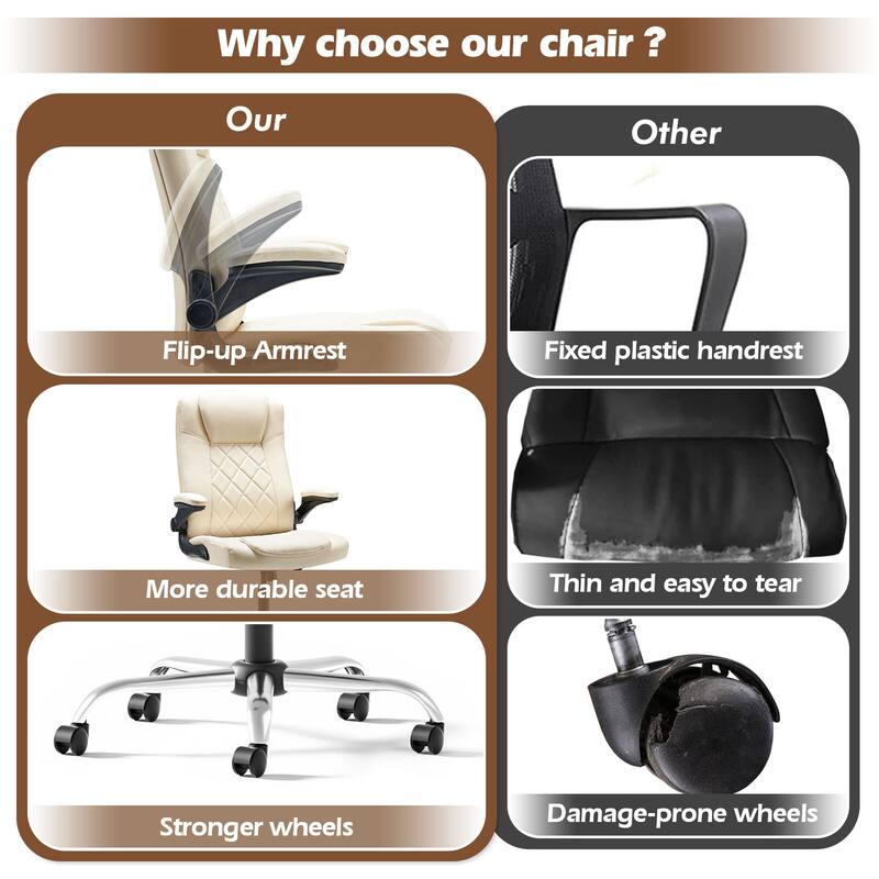 Executive Office Chair w/ Flip-Up Arms & Lumbar Support