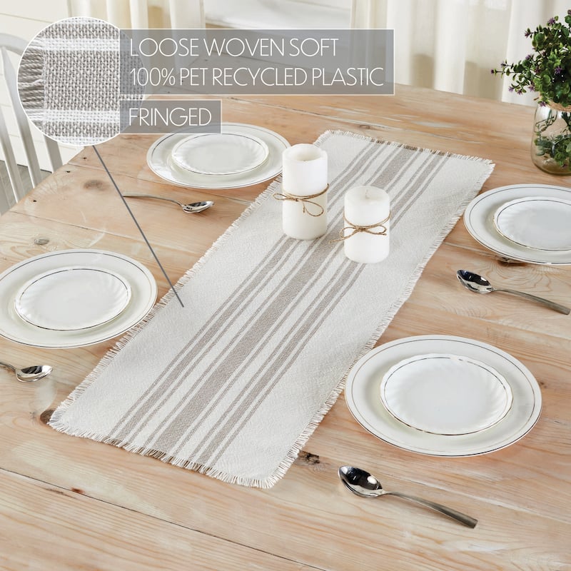 Antique White Stripe Runner - 12x36 - Grey