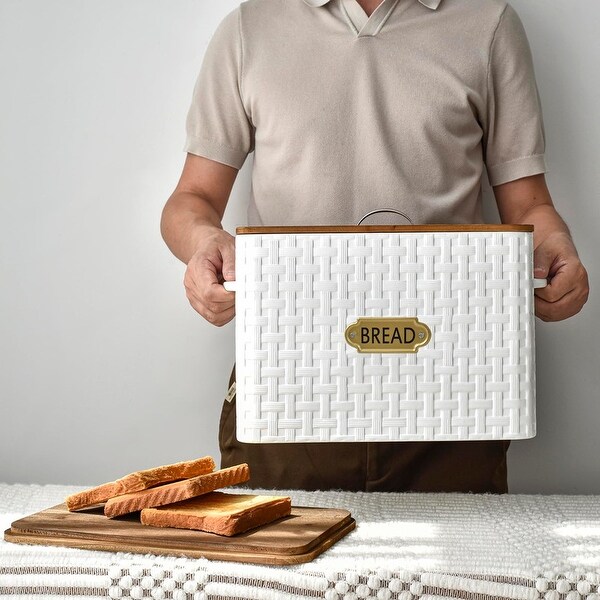 カントリーファニチャー　bread box Large Carbon Steel Bread Box with Powder-Coated Finish - On Sale