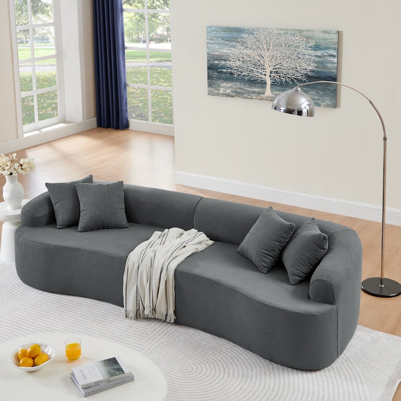 Lamb Wool Fabric Curved Sectional Sofa Modular Compressed Couch