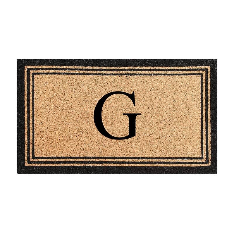 A1HC Pure Natural Coir Monogrammed Heavy Duty PVC Backing Doormat - 24" X 39" - Monogrammed G