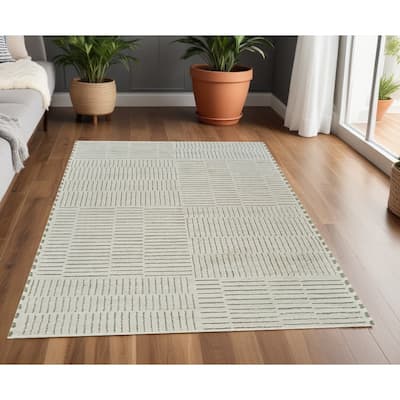 Bewos Distressed Abstract Modern Stain Resistant Woven Durable Area Rug By HomeRoots - 4' X 6'