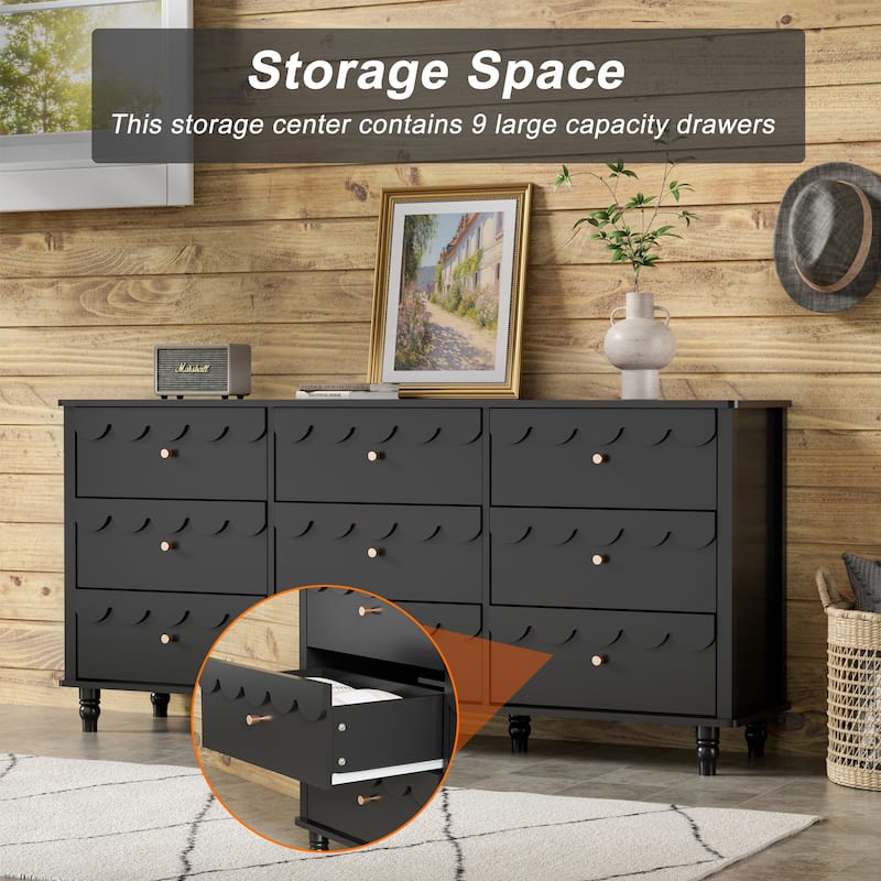 Princess Storage Set 9-Drawer Lace Dresser with Nightstand