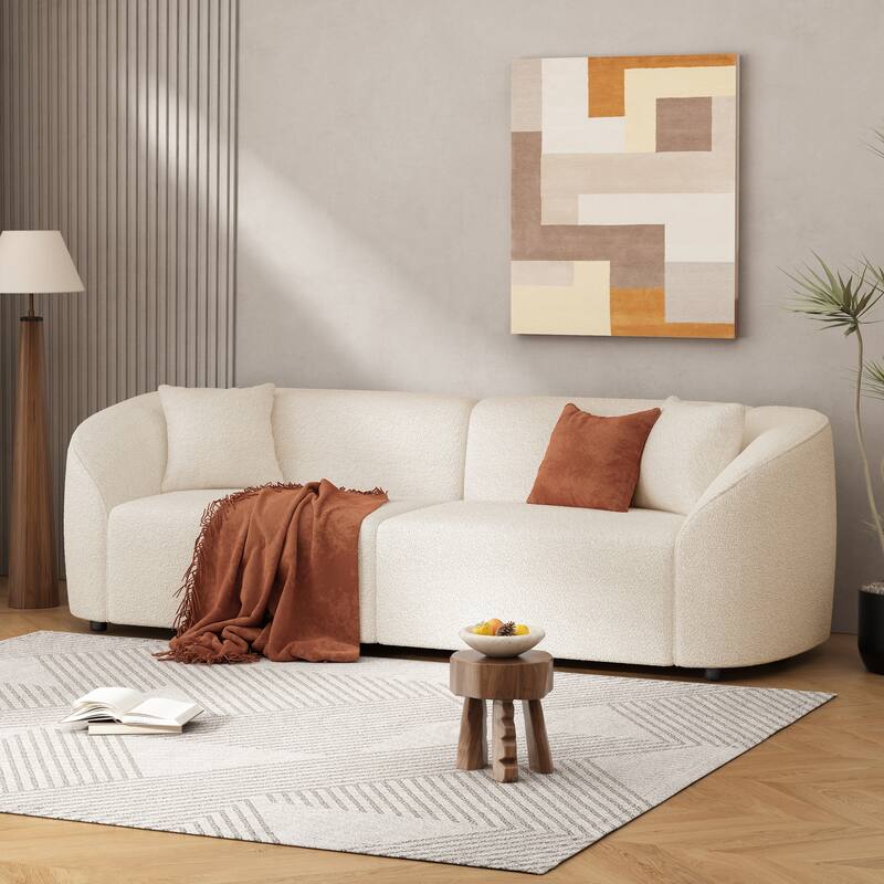 87" Curved Contemporary Sofa in Beige: Plush Seating, Streamlined Design, and Durable Frame - Ideal for Stylish Living Spaces