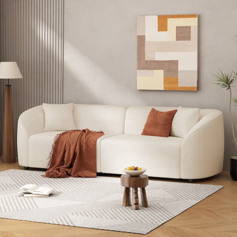 87" Modern Loveseat Sofa, Comfy 2-Seater Couch with Deep Seat, Boucle Fabric Upholstered Couch