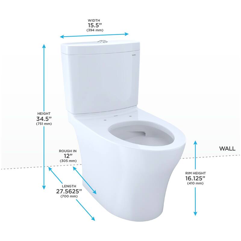 Toto CST446CEMFGN#01 Aquia IV 0.9 / 1.28 GPF Dual Flush Two Piece Elongated Toilet with Push Button Flush