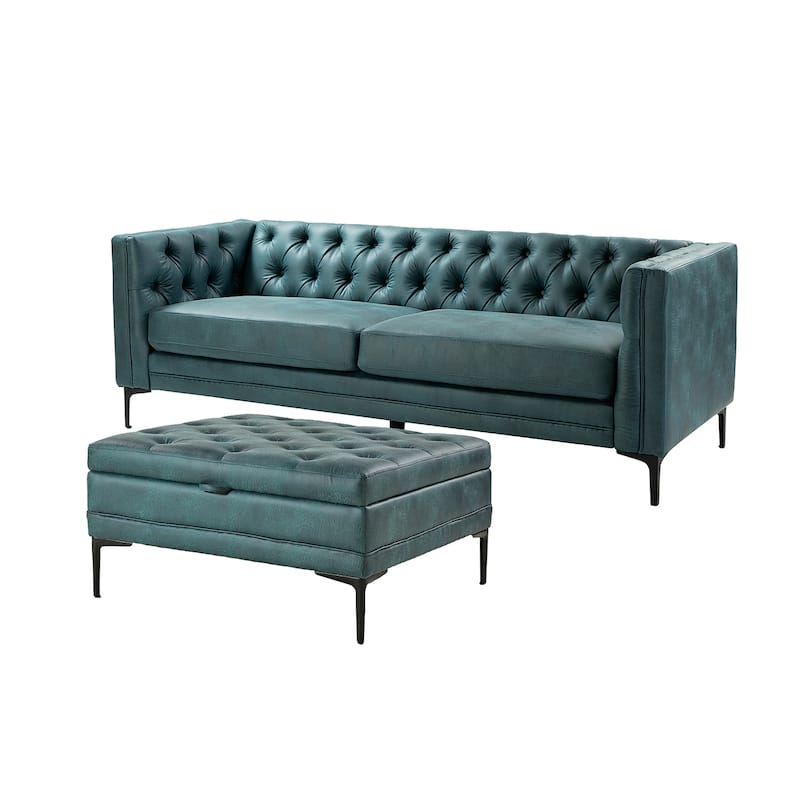 Ipiutak Modern 2 - Piece Upholstered Button-tufted Sectional with Storage Ottoman
