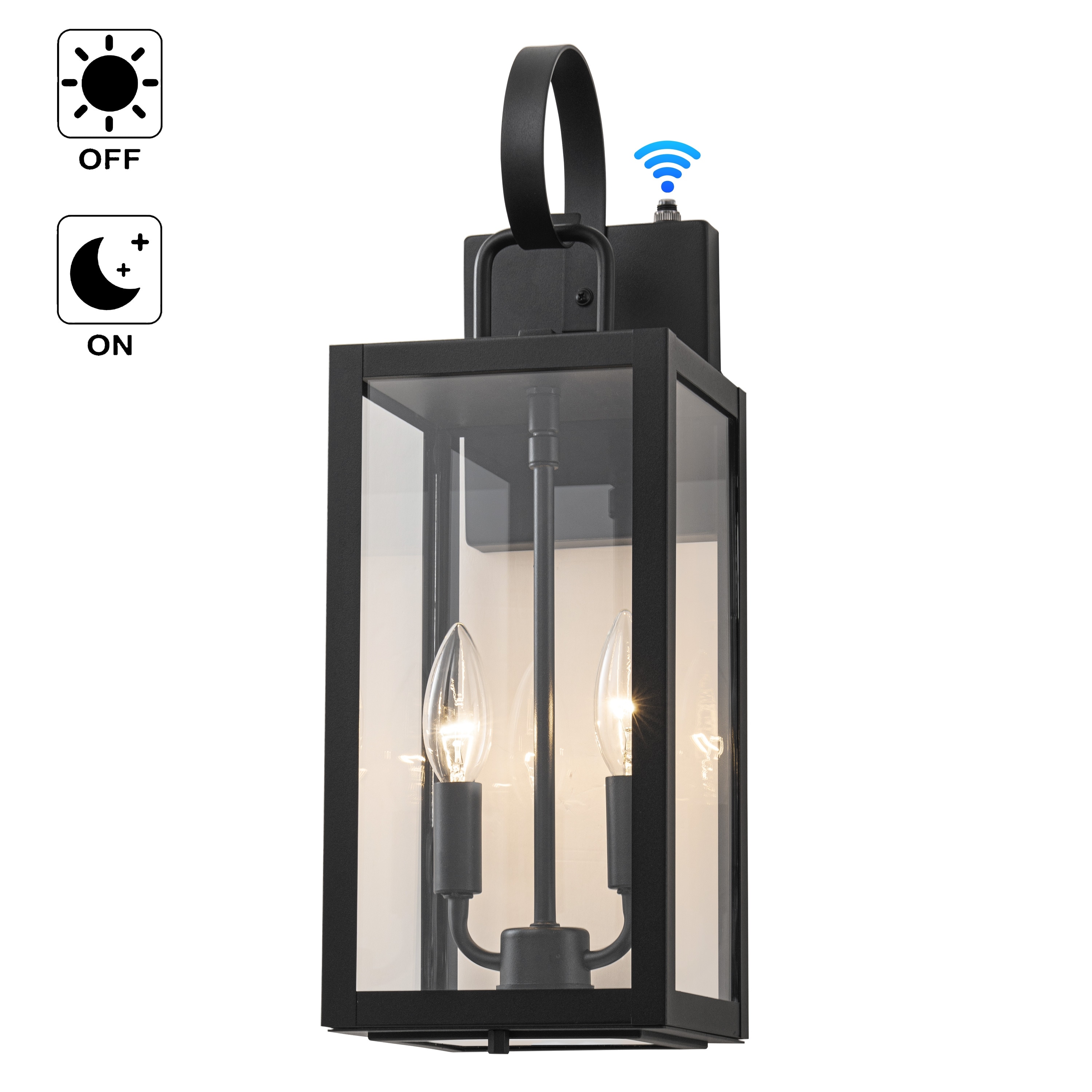 C Cattleya 1 Pack 2-Light 18.25-in Dusk to Dawn Outdoor Wall Light with Close Bottom