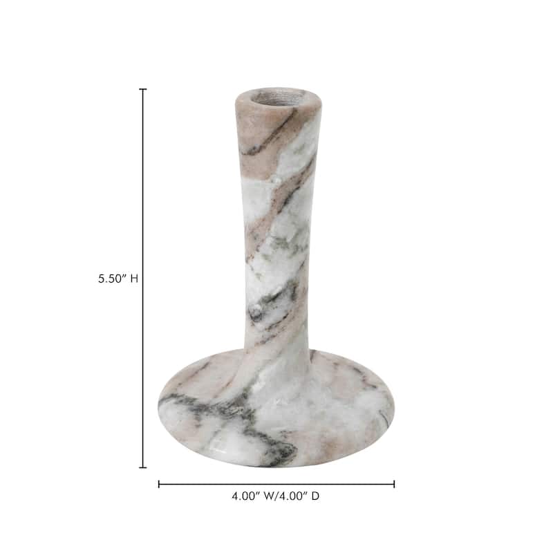 NADAAL STUDIOS Ira, Tall Candle Holder Solid Marble, Black Vein