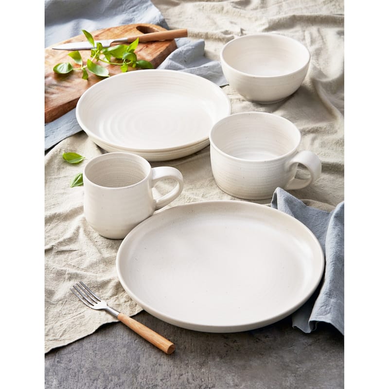 Loft Speckled Reactive Glaze Stoneware Bowl Matte White 17 oz. Dishwasher Safe