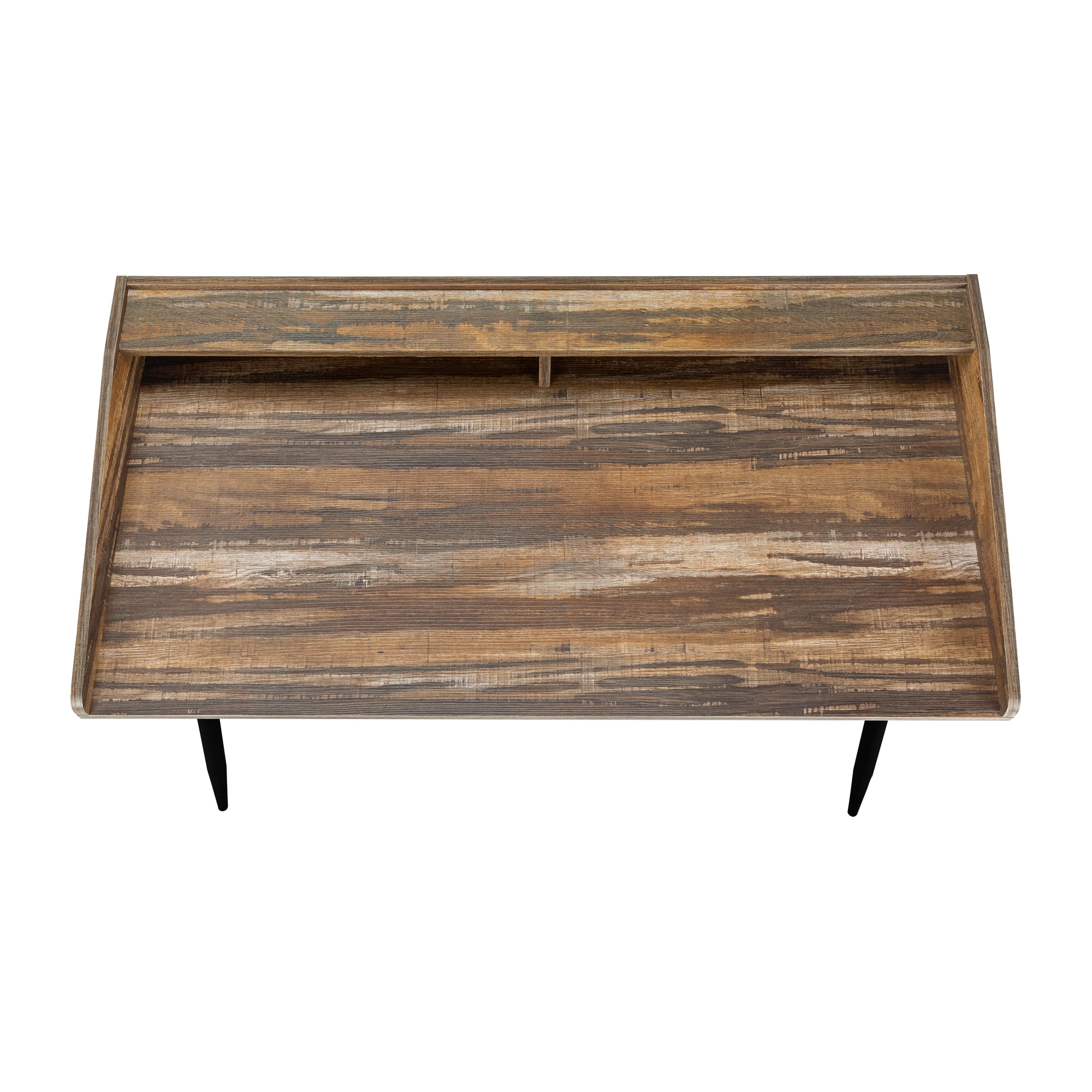 48 Inch Brown Wood Look Computer Desk with Storage Hutch and Black X Frame
