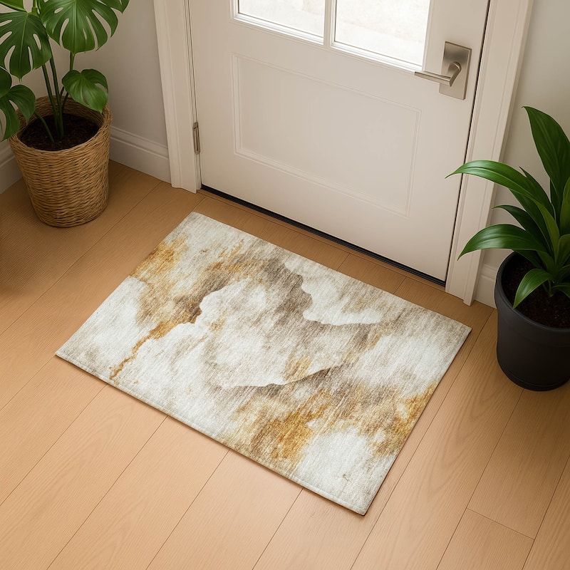 Premium Washable Super Soft Abstract Mayfield Rug - Beige - 1'8" x 2'6"