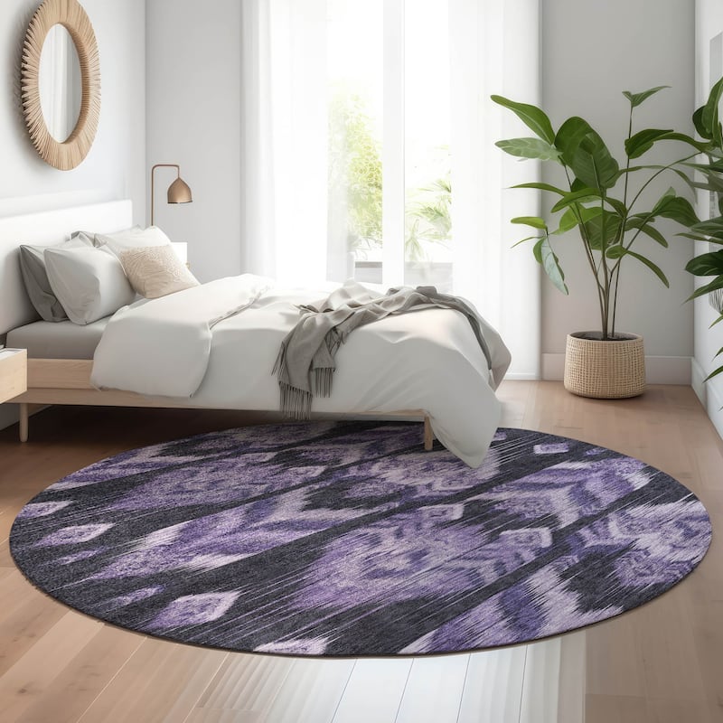 Premium Washable Super Soft Boho Global Mayfield Rug - Purple - 8' x 8'