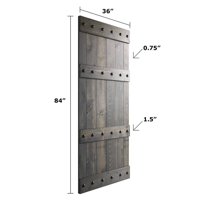 Coast Sequoia 72in x 84in Castle Series Pine Wood Double Sliding Barn Door With Hardware Kit