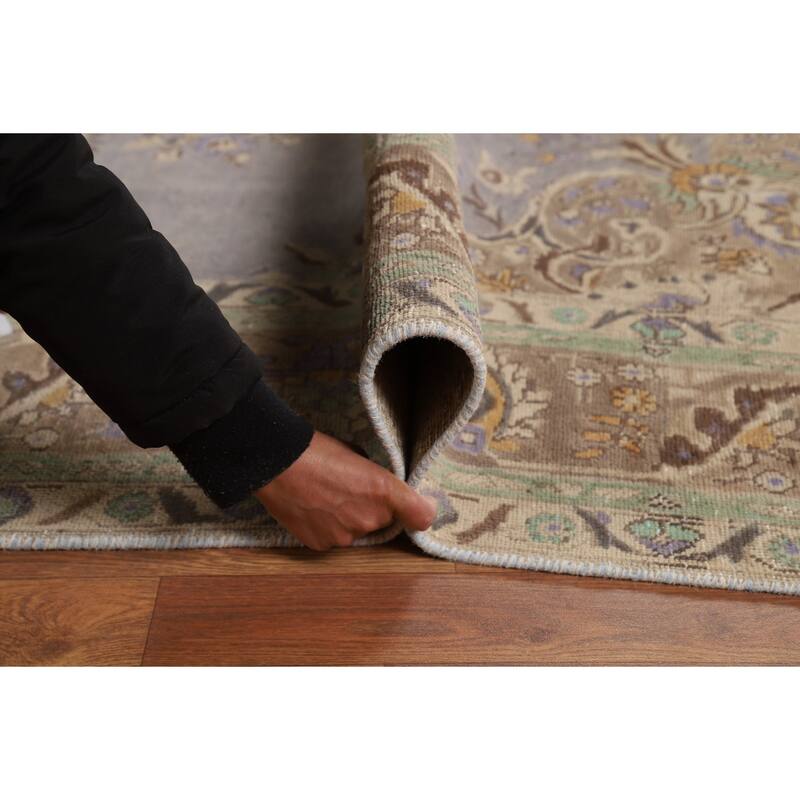 Gray Tabriz Persian Vintage Area Rug Handmade Wool Carpet - 8'0"x 11'4"