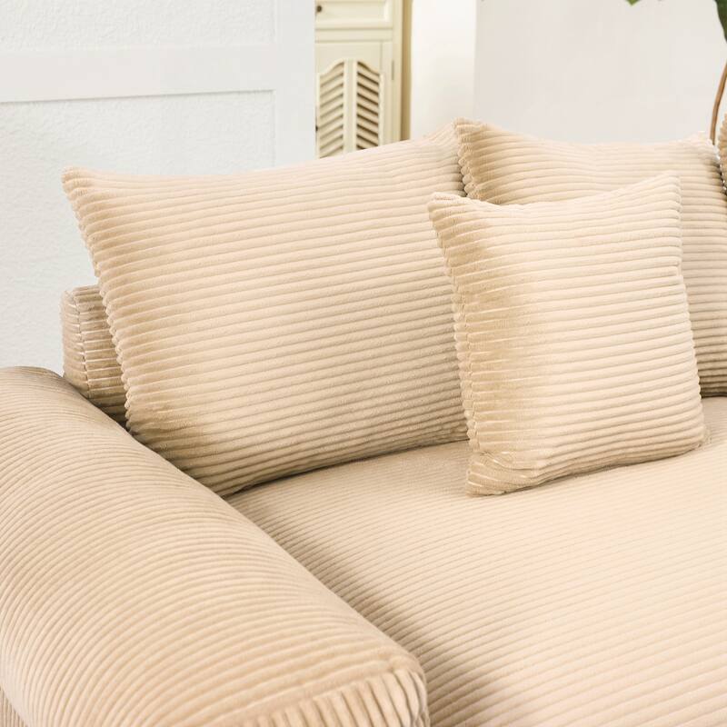 Oversized Cloud Modular Sectional Couch,Corduroy Fabric Extra-Wide Armrests Throw Pillows
