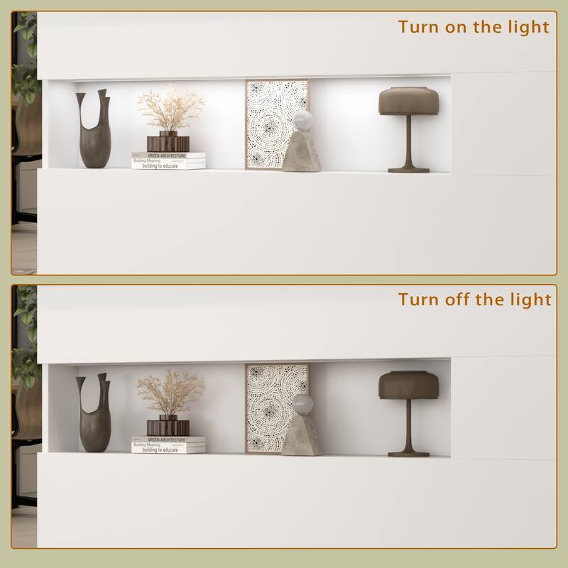Timechee Reception Desk Executive Desk with Decor Light, White