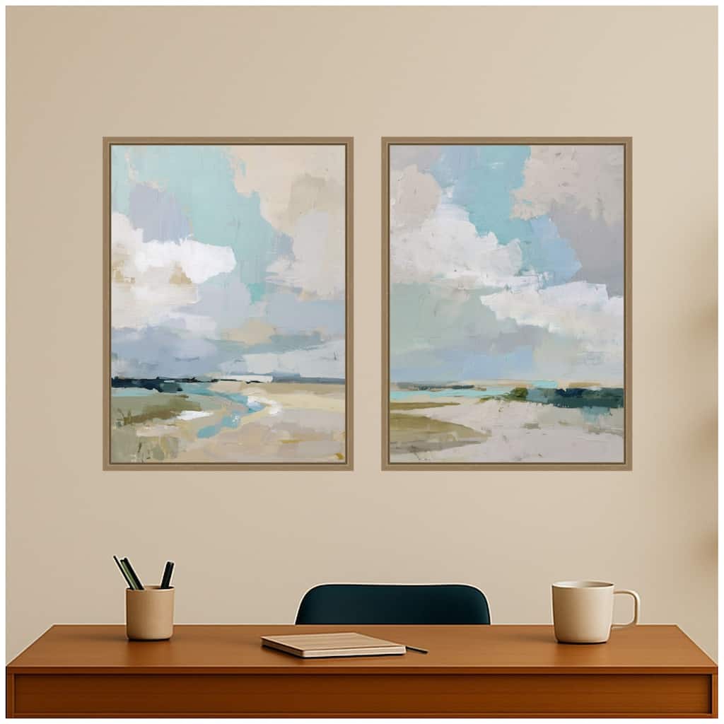 Kate and Laurel Oceanside I & II 2 Piece Framed Canvas Wall Art Set by Amy Lighthall