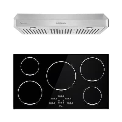 2 Piece Kitchen Appliances Packages Including 36" Induction Cooktop and 36" Under Cabinet Range Hood