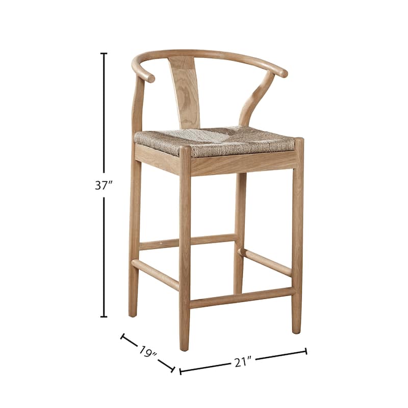 Wish-bone Mid-Century Steam Bent Oak Counter Stool - 24-inch Seat