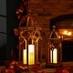 preview thumbnail 17 of 52, Glitzhome Set of 2 Wooden Church Style Decorative Lanterns Candle Holders for Wedding Mantle Entryway