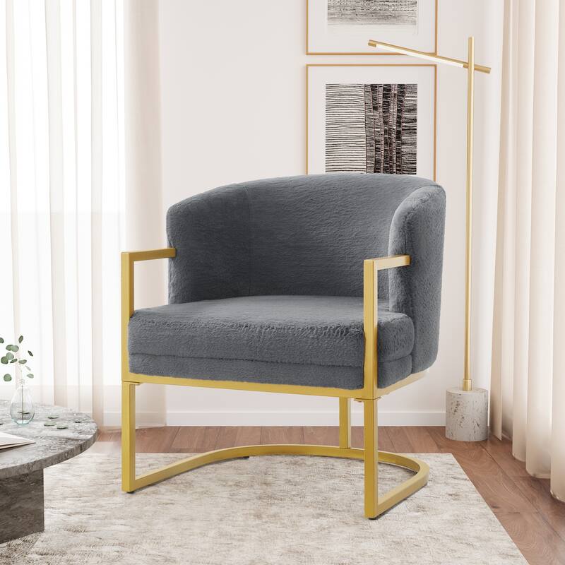 Christopher Knight Home - Modern Upholstered Accent Chair with Gold Metal Frame - Grey