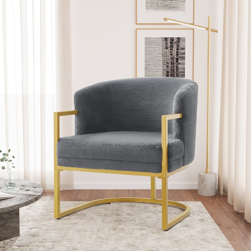 Christopher Knight Home - Modern Upholstered Accent Chair with Gold Metal Frame