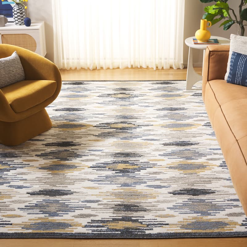 SAFAVIEH Pyramid Amaris Contemporary Rug - 9' x 12' - Ivory/Grey Navy