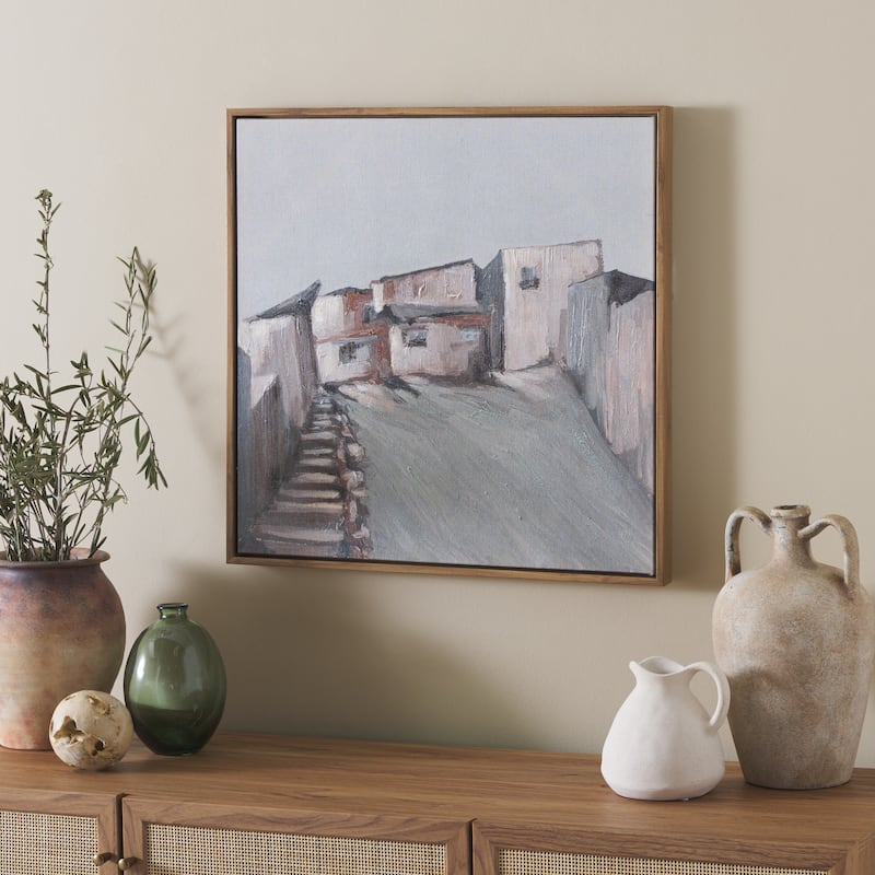 SAFAVIEH Home Avlaki 24-inch Blue/Brown Framed Canvas Art