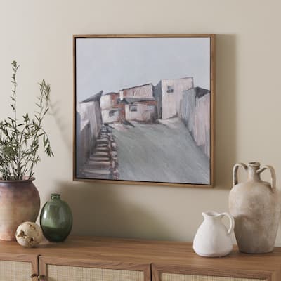 SAFAVIEH Home Avlaki 24-inch Blue/Brown Framed Canvas Art