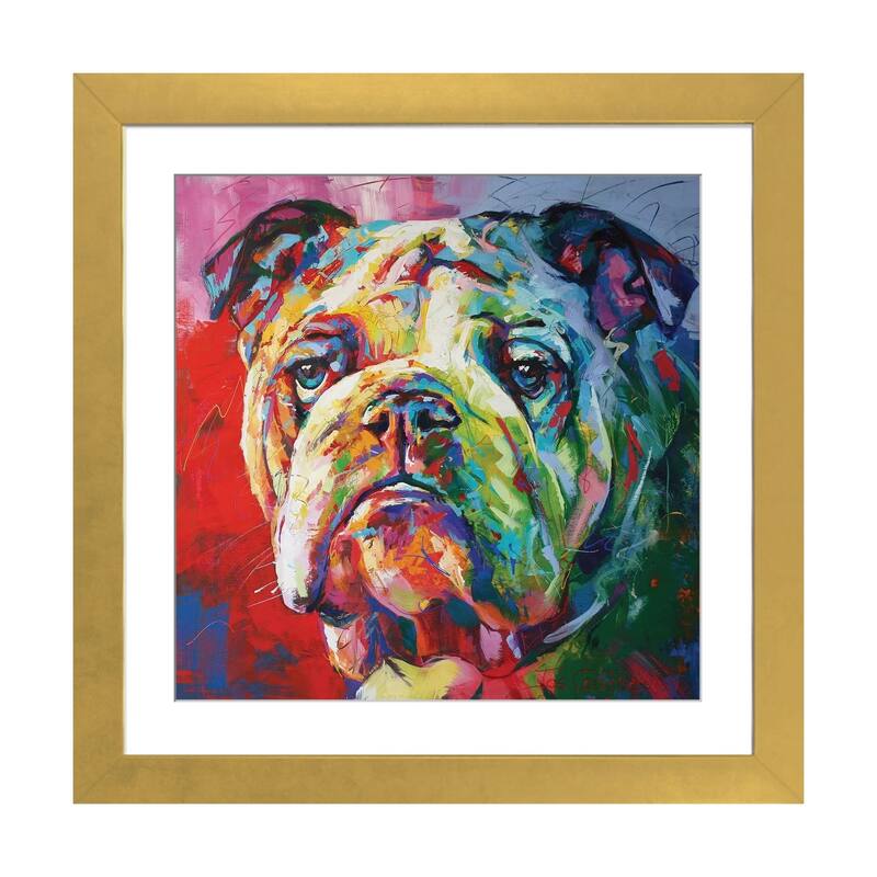 iCanvas "Bulldog" by Jos Coufreur - Gold - 16x16x1
