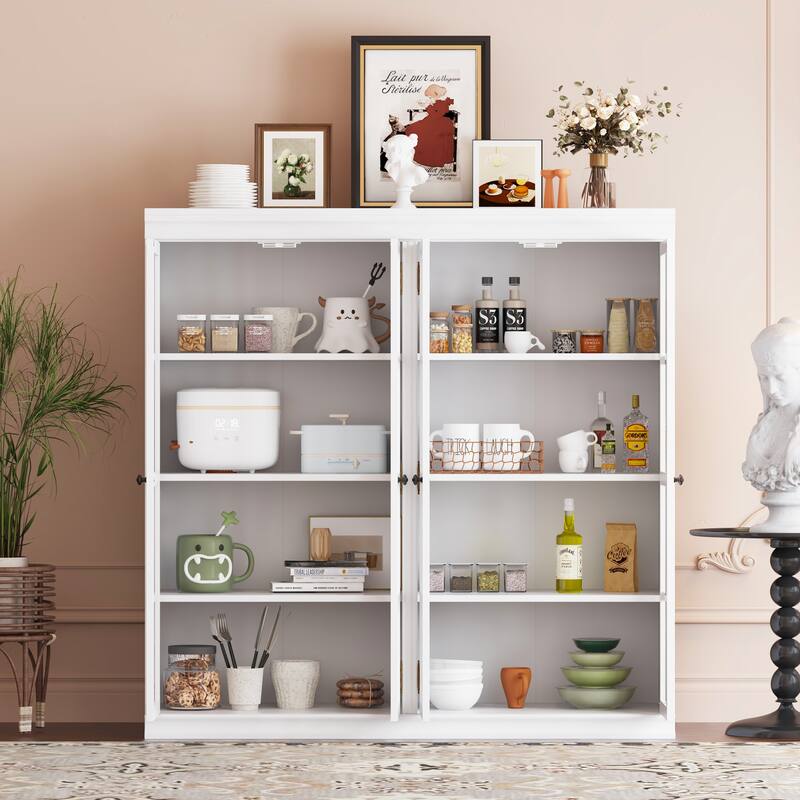 White Storage and Display Cabinet: Glass - door Showcase, Ample Storage & Thoughtful Details