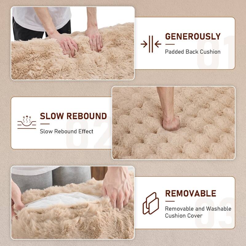 93" Velvet King Size Chaise Lounge Sofa Bed Sleeper Sofa with Dual Mattress