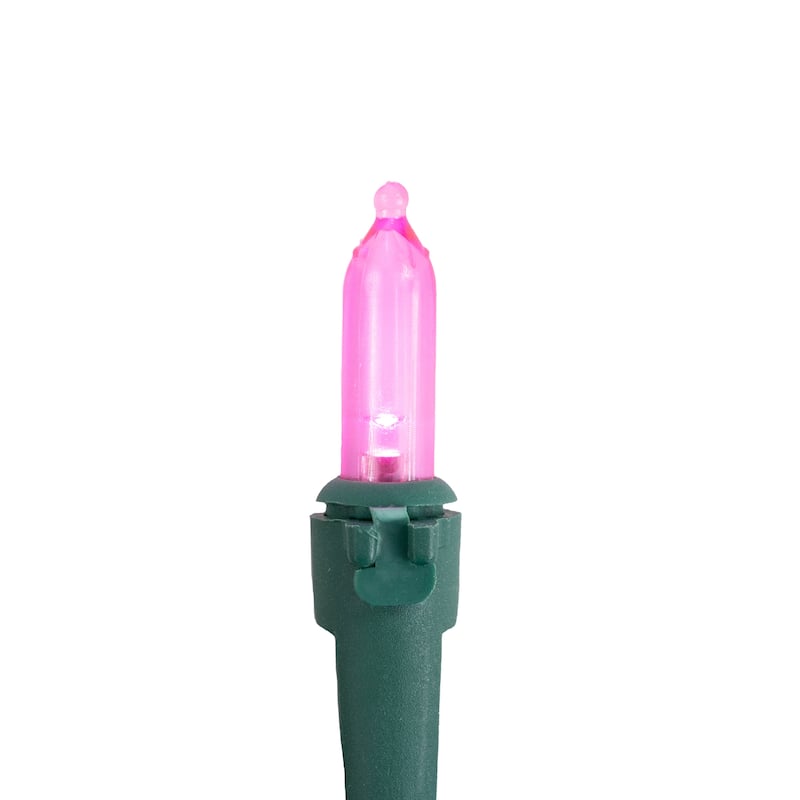 50ct Pink LED Mini Christmas Lights - 16.25 ft Green Wire