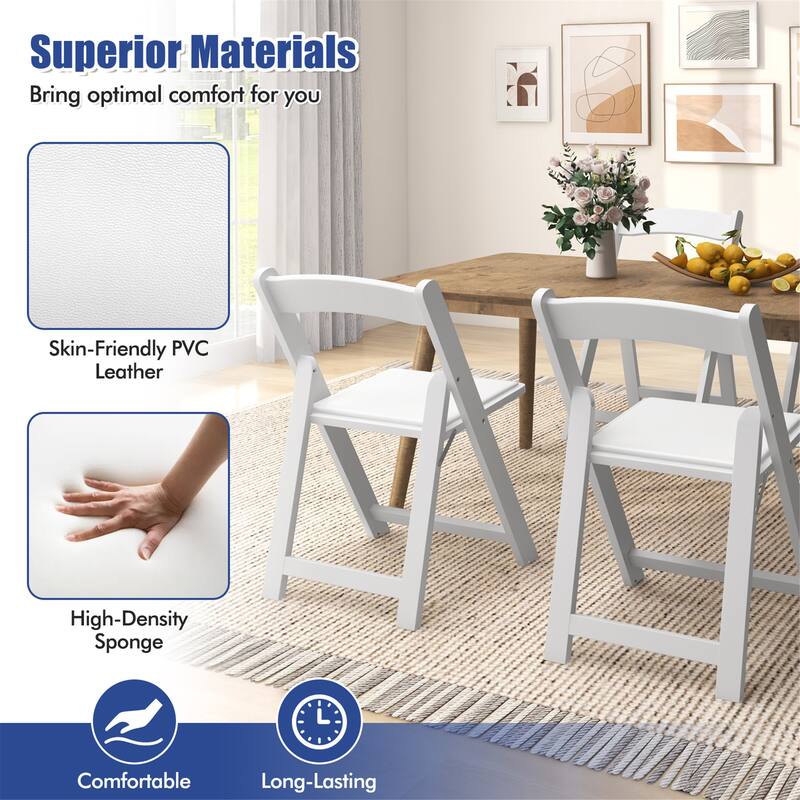 Gymax Set of 4 Dining Chairs w/ Rubber Wood Legs & Padded Seat for
